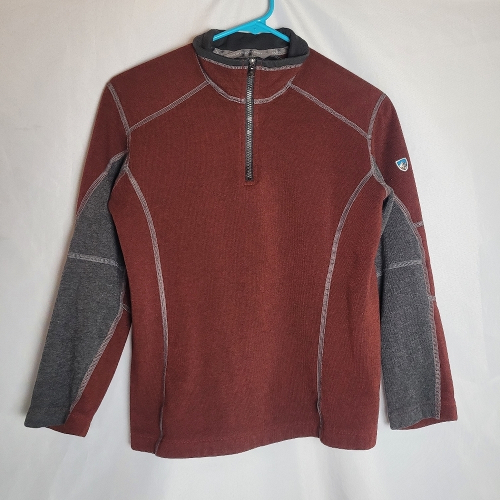 Kuhl Kashmira Boys Size M(10-12) 1/4 Zip Pullover Rust/Gray
